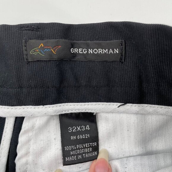 Greg Norman Black Pleated Cuffed Pants Mens Size 32x34 Classic Career Business - Picture 5 of 8